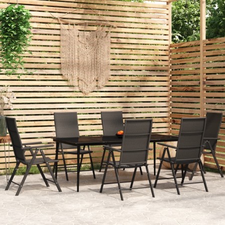 7-piece black garden dining set by vidaXL, Garden sets - Ref: Foro24-3099111, Price: 568,87 €, Discount: %