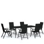 Juego de comedor para jardín 7 piezas negro de vidaXL, Conjuntos de jardín - Ref: Foro24-3099111, Precio: 568,87 €, Descuento: %