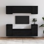 TV furniture set, 6 pieces made of solid black pine wood by vidaXL, TV Furniture - Ref: Foro24-3100193, Price: 279,76 €, Disc...