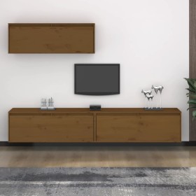 TV-Möbel 3-teilig aus massivem honigbraunem Kiefernholz von vidaXL, TV-Möbel - Ref: Foro24-3100142, Preis: 190,99 €, Rabatt: %