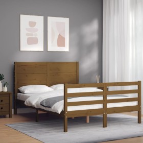 Honey brown solid wood bed frame and headboard 140x200 cm by vidaXL, Beds and slatted bases - Ref: Foro24-3194639, Price: 160...