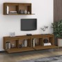 TV furniture 3 pieces solid honey brown pine wood by vidaXL, TV Furniture - Ref: Foro24-3100137, Price: 149,99 €, Discount: %