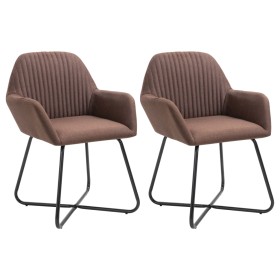 Swivel dining chairs 2 units brown fabric by vidaXL, dining chairs - Ref: Foro24-249810, Price: 178,39 €, Discount: %