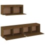 TV furniture 3 pieces solid honey brown pine wood by vidaXL, TV Furniture - Ref: Foro24-3100137, Price: 149,99 €, Discount: %