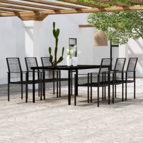 Garden dining set 7 pieces black by vidaXL, Garden sets - Ref: Foro24-3099201, Price: 476,99 €, Discount: %