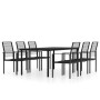 Juego de comedor de jardín 7 piezas negro de vidaXL, Conjuntos de jardín - Ref: Foro24-3099201, Precio: 477,59 €, Descuento: %