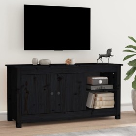 Mueble de TV de madera maciza de pino negro 103x36,5x52 cm de vidaXL, Muebles TV - Ref: Foro24-814593, Precio: 93,99 €, Descu...