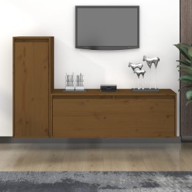 TV furniture 2 pieces solid honey brown pine wood by vidaXL, TV Furniture - Ref: Foro24-3100117, Price: 106,32 €, Discount: %