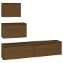 TV furniture 4 pieces solid honey brown pine wood by vidaXL, TV Furniture - Ref: Foro24-3100147, Price: 167,99 €, Discount: %