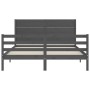 Double bed frame with gray solid wood headboard by vidaXL, Beds and slatted bases - Ref: Foro24-3194643, Price: 175,99 €, Dis...