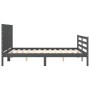 Double bed frame with gray solid wood headboard by vidaXL, Beds and slatted bases - Ref: Foro24-3194643, Price: 175,99 €, Dis...