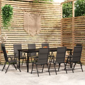 Juego de comedor para jardín 9 piezas negro de vidaXL, Conjuntos de jardín - Ref: Foro24-3099106, Precio: 685,55 €, Descuento: %