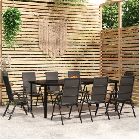 Juego de comedor para jardín 9 piezas negro de vidaXL, Conjuntos de jardín - Ref: Foro24-3099106, Precio: 682,99 €, Descuento: %