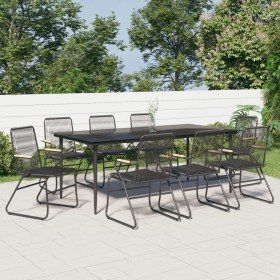 Garden dining set 9 pieces black PVC rattan by vidaXL, Garden sets - Ref: Foro24-3099220, Price: 614,99 €, Discount: %