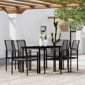 Juego de comedor para jardín 7 piezas negro de vidaXL, Conjuntos de jardín - Ref: Foro24-3099200, Precio: 353,99 €, Descuento: %