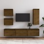 TV furniture set, 6 pieces made of solid pine wood in honey brown color. by vidaXL, TV Furniture - Ref: Foro24-3100187, Price...