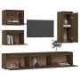 TV furniture set, 6 pieces made of solid pine wood in honey brown color. by vidaXL, TV Furniture - Ref: Foro24-3100187, Price...