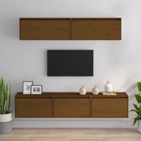 TV furniture 5 pieces solid honey brown pine wood by vidaXL, TV Furniture - Ref: Foro24-3100152, Price: 205,99 €, Discount: %