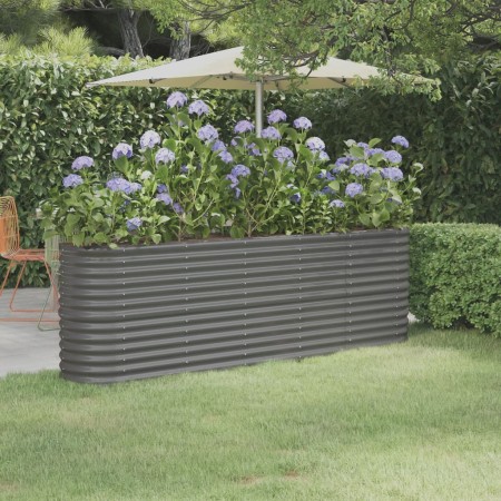 Gray powder coated steel flower bed planter 224x40x68 cm by vidaXL, Pots and planters - Ref: Foro24-318899, Price: 84,94 €, D...