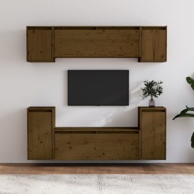 TV furniture 6 pieces solid honey brown pine wood by vidaXL, TV Furniture - Ref: Foro24-3100192, Price: 242,52 €, Discount: %