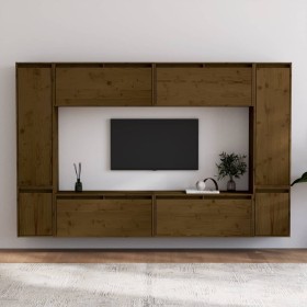 TV furniture 8 pieces solid honey brown pine wood by vidaXL, TV Furniture - Ref: Foro24-3100197, Price: 345,99 €, Discount: %