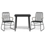 Garden dining set 3 pieces black PVC rattan by vidaXL, Garden sets - Ref: Foro24-3099215, Price: 193,99 €, Discount: %