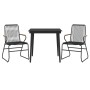 Garden dining set 3 pieces black PVC rattan by vidaXL, Garden sets - Ref: Foro24-3099215, Price: 193,99 €, Discount: %