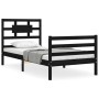 Estructura de cama con cabecero madera maciza negro 100x200 cm de vidaXL, Camas y somieres - Ref: Foro24-3194435, Precio: 122...