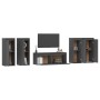 TV furniture 5 pieces solid gray pine wood by vidaXL, TV Furniture - Ref: Foro24-3100216, Price: 212,99 €, Discount: %