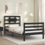 Estructura de cama con cabecero madera maciza negro 100x200 cm de vidaXL, Camas y somieres - Ref: Foro24-3194435, Precio: 122...