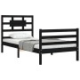 Estructura de cama con cabecero madera maciza negro 100x200 cm de vidaXL, Camas y somieres - Ref: Foro24-3194435, Precio: 122...