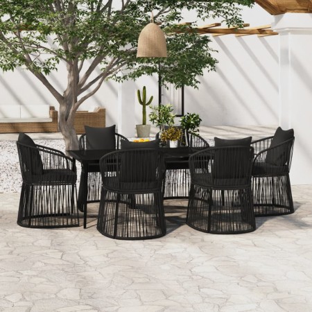 Juego de comedor de jardín 7 piezas con cojines negro de vidaXL, Conjuntos de jardín - Ref: Foro24-3099195, Precio: 1,00 €, D...