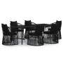 Juego de comedor de jardín 7 piezas con cojines negro de vidaXL, Conjuntos de jardín - Ref: Foro24-3099195, Precio: 1,00 €, D...