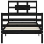 Estructura de cama con cabecero madera maciza negro 100x200 cm de vidaXL, Camas y somieres - Ref: Foro24-3194435, Precio: 122...