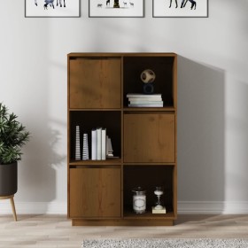 Tall solid pine wood highboard in honey brown color 74x35x117 cm by vidaXL, Sideboards - Ref: Foro24-814367, Price: 81,23 €, ...