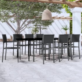 Juego de comedor para jardín 9 piezas negro de vidaXL, Conjuntos de jardín - Ref: Foro24-3099280, Precio: 614,24 €, Descuento: %