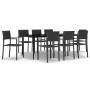 Garden dining set 9 pieces black by vidaXL, Garden sets - Ref: Foro24-3099280, Price: 614,24 €, Discount: %