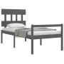 Estructura de cama con cabecero madera maciza gris 90x200 cm de vidaXL, Camas y somieres - Ref: Foro24-3195403, Precio: 105,4...