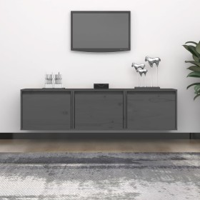 TV furniture set, 3 pieces, solid gray pine wood by vidaXL, TV Furniture - Ref: Foro24-3100126, Price: 93,32 €, Discount: %