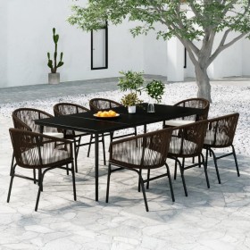 Juego de comedor de jardín 9 piezas marrón de vidaXL, Conjuntos de jardín - Ref: Foro24-3099250, Precio: 987,99 €, Descuento: %