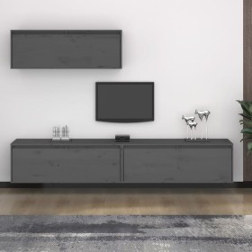 TV-Möbel 3-teilig aus massivem grauem Kiefernholz von vidaXL, TV-Möbel - Ref: Foro24-3100141, Preis: 177,99 €, Rabatt: %