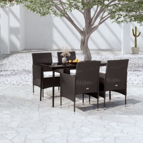 5-teiliges Garten-Ess-Set mit Kissen schwarz von vidaXL, Gartensets - Ref: Foro24-3099307, Preis: 359,12 €, Rabatt: %