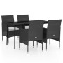 Juego de comedor de jardín 5 piezas con cojines negro de vidaXL, Conjuntos de jardín - Ref: Foro24-3099307, Precio: 364,99 €,...