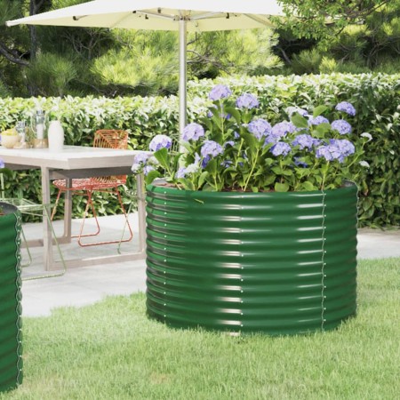 Green powder coated steel flower bed planter 100x100x68 cm by vidaXL, Pots and planters - Ref: Foro24-319053, Price: 77,66 €,...