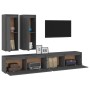 TV furniture 4 pieces solid gray pine wood by vidaXL, TV Furniture - Ref: Foro24-3100181, Price: 190,99 €, Discount: %