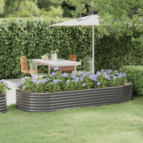 Gray powder coated steel flower bed planter 249x100x36 cm by vidaXL, Pots and planters - Ref: Foro24-318994, Price: 57,99 €, ...