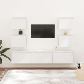 Muebles para TV 7 piezas madera maciza de pino blanco de vidaXL, Muebles TV - Ref: Foro24-3100225, Precio: 262,12 €, Descuent...