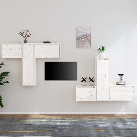 TV furniture set, 6 pieces made of solid white pine wood by vidaXL, TV Furniture - Ref: Foro24-3100255, Price: 255,66 €, Disc...