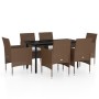 7-piece garden dining set with brown and black cushions by vidaXL, Garden sets - Ref: Foro24-3099302, Price: 466,32 €, Discou...