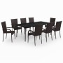 Juego de comedor para jardín 9 piezas marrón y negro de vidaXL, Conjuntos de jardín - Ref: Foro24-3099406, Precio: 634,77 €, ...